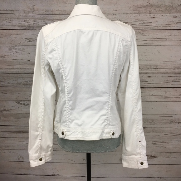 Sanctuary White Denim Zipper Jacket Large - Picture 5 of 8